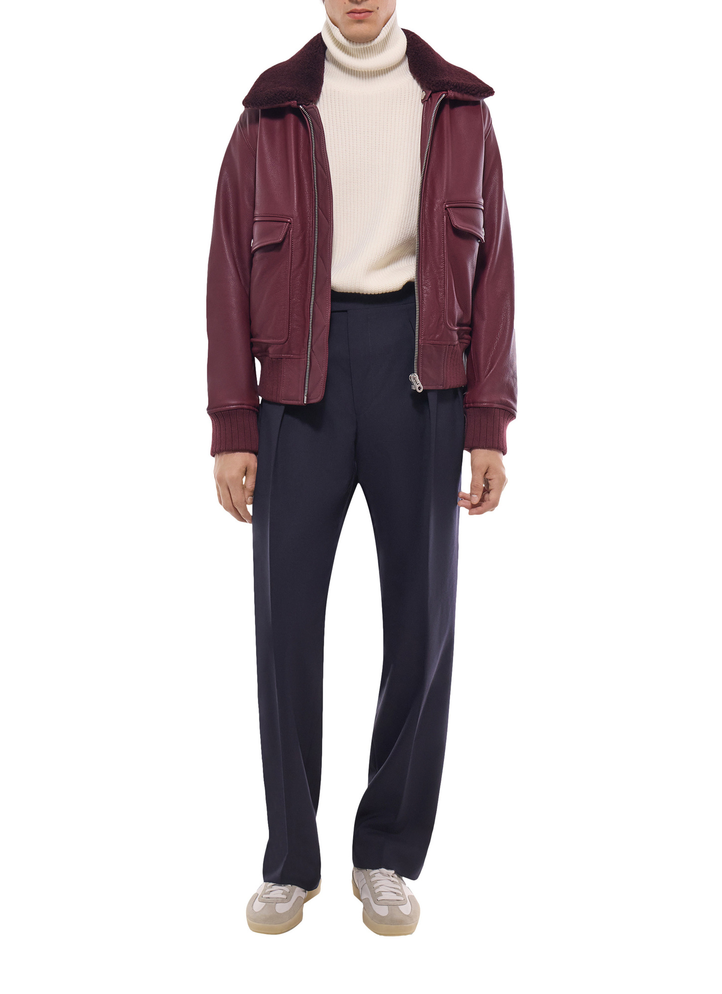 Blouson en cuir bordeaux homme Fursac - M3GOTT-GL02-C014