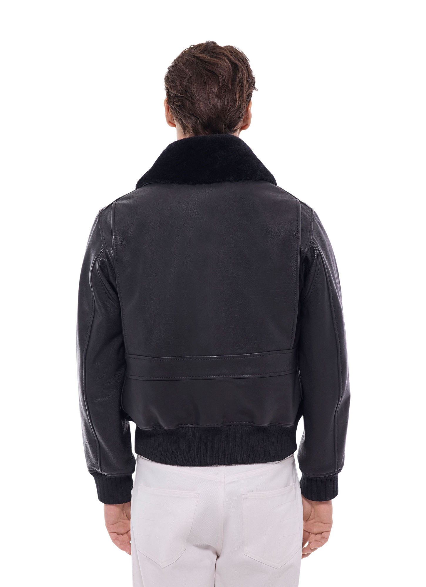 Blouson en cuir homme cuir de vache et laine de mouton Fursac - M3GOTT-GL02-B020