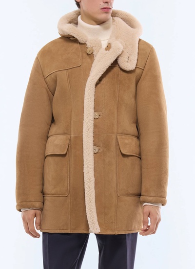 Blouson en cuir homme camel cuir et laine de mouton Fursac - M3GOAT-GL05-G007