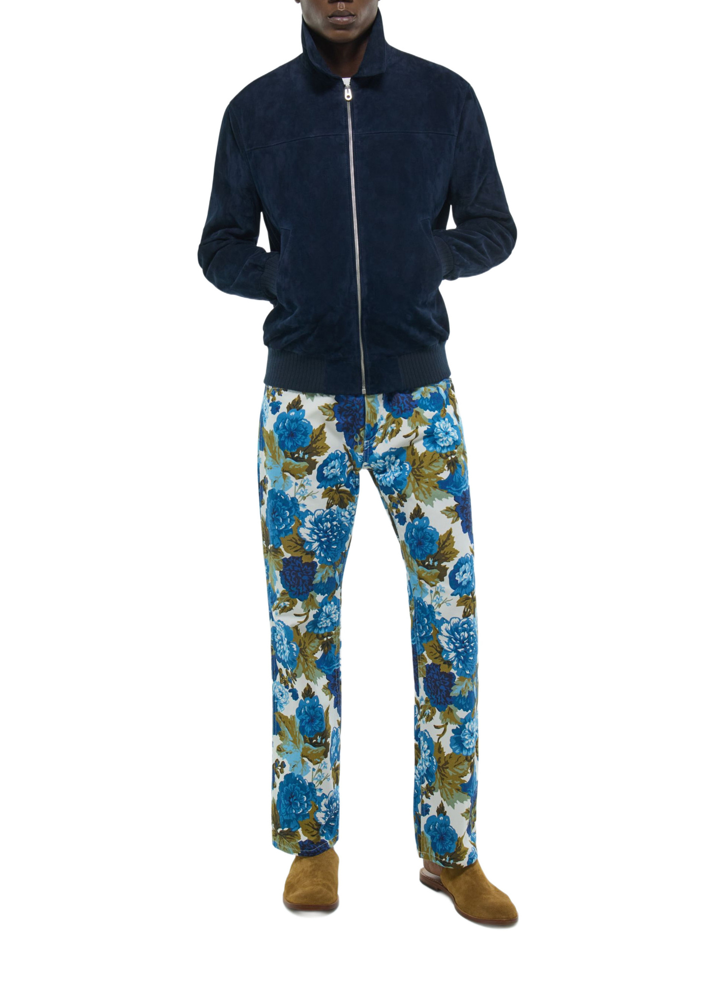 Blouson en cuir bleu marine homme daim certifié Fursac - M3FRED-FL03-D030
