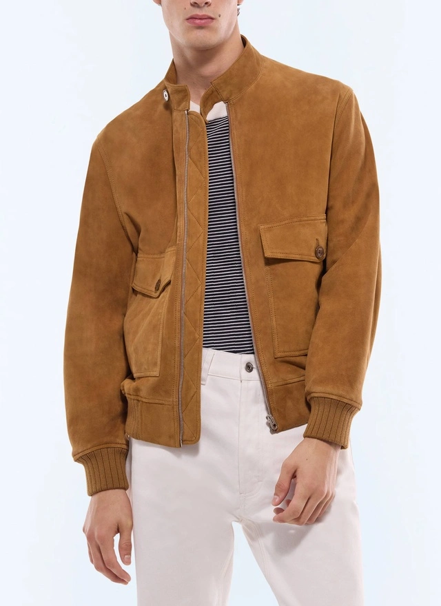 Blouson en cuir homme camel daim certifié Fursac - M3JOHN-JL01-A011