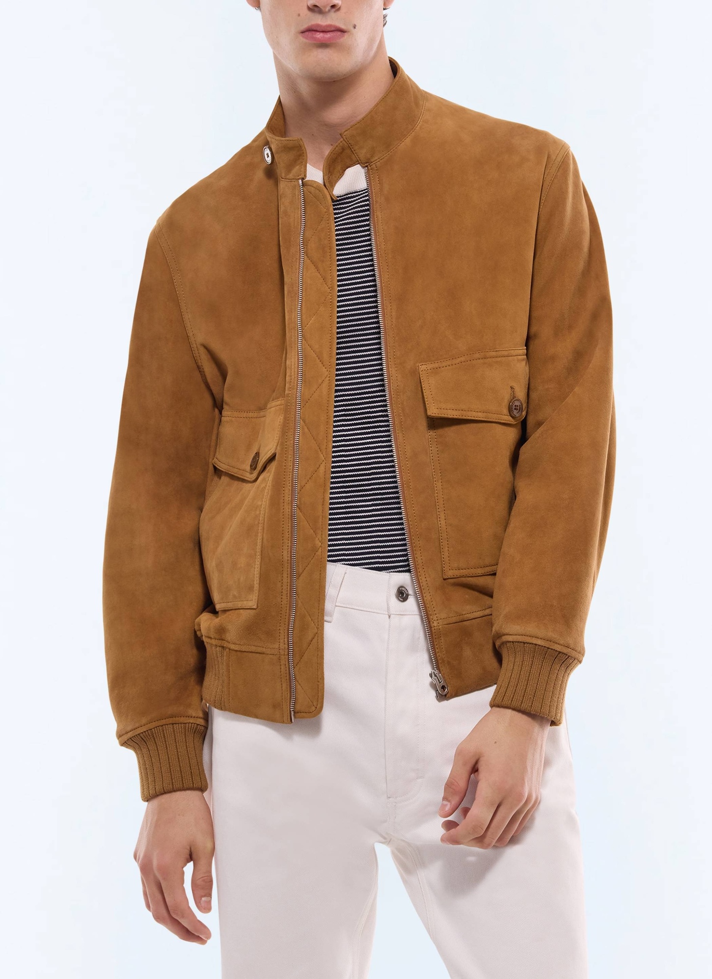 Blouson en cuir homme camel daim certifié Fursac - M3JOHN-JL01-A011