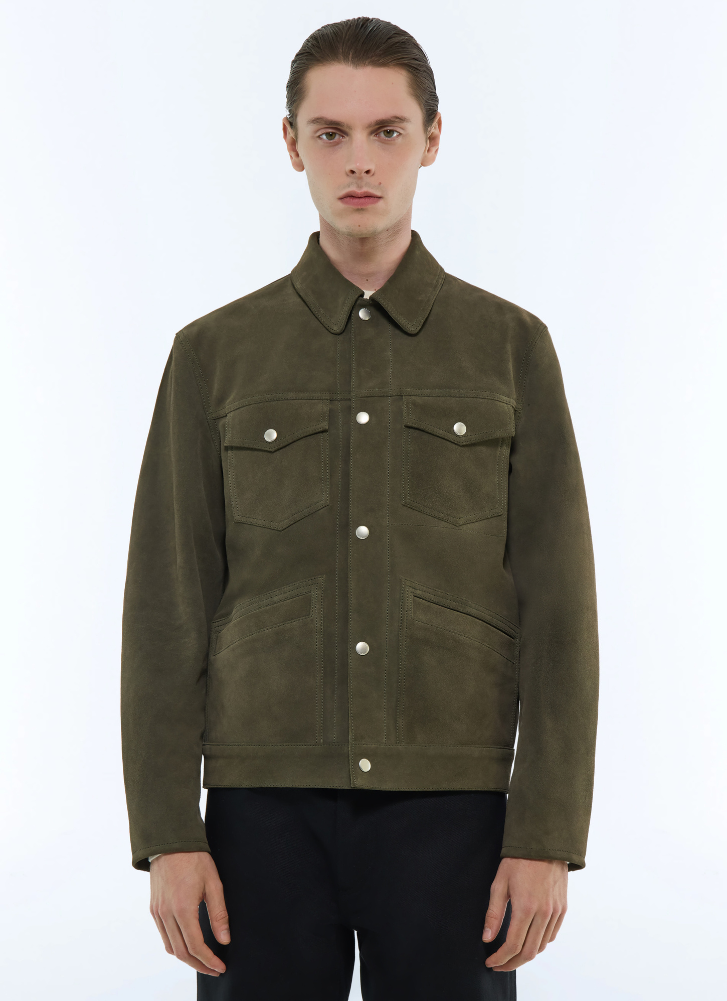 Blouson en cuir homme taupe daim Fursac - M3FICI-FL01-G014