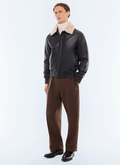Blouson en cuir noir homme Fursac - M3LUIR-GL01-B020