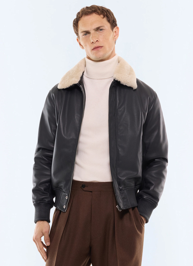 Blouson en cuir homme noir matière principale: 100% cuir d'agneaucol amovible: 100% cuir d'agneaudoublure col: 100% polyesterdoublure corps: 100% polyesterdoublure manches: 100% polyesterdoublure poches: 100% cotonbord-côte: 100% cuir d'agneau Fursac - M3LUIR-GL01-B020