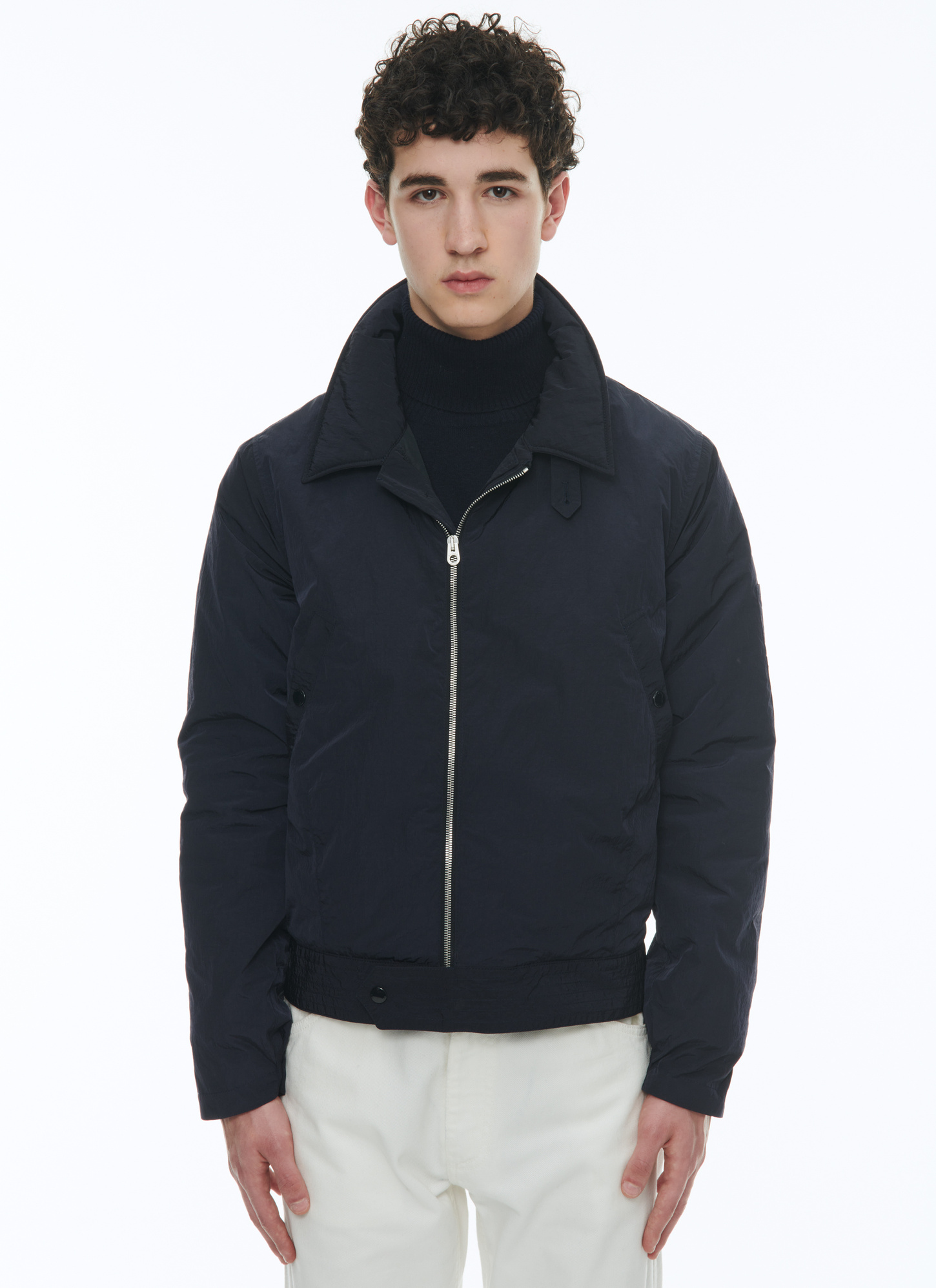 Blouson homme bleu marine toile technique déperlante aspect froissé Fursac - M3CANG-CM21-D027