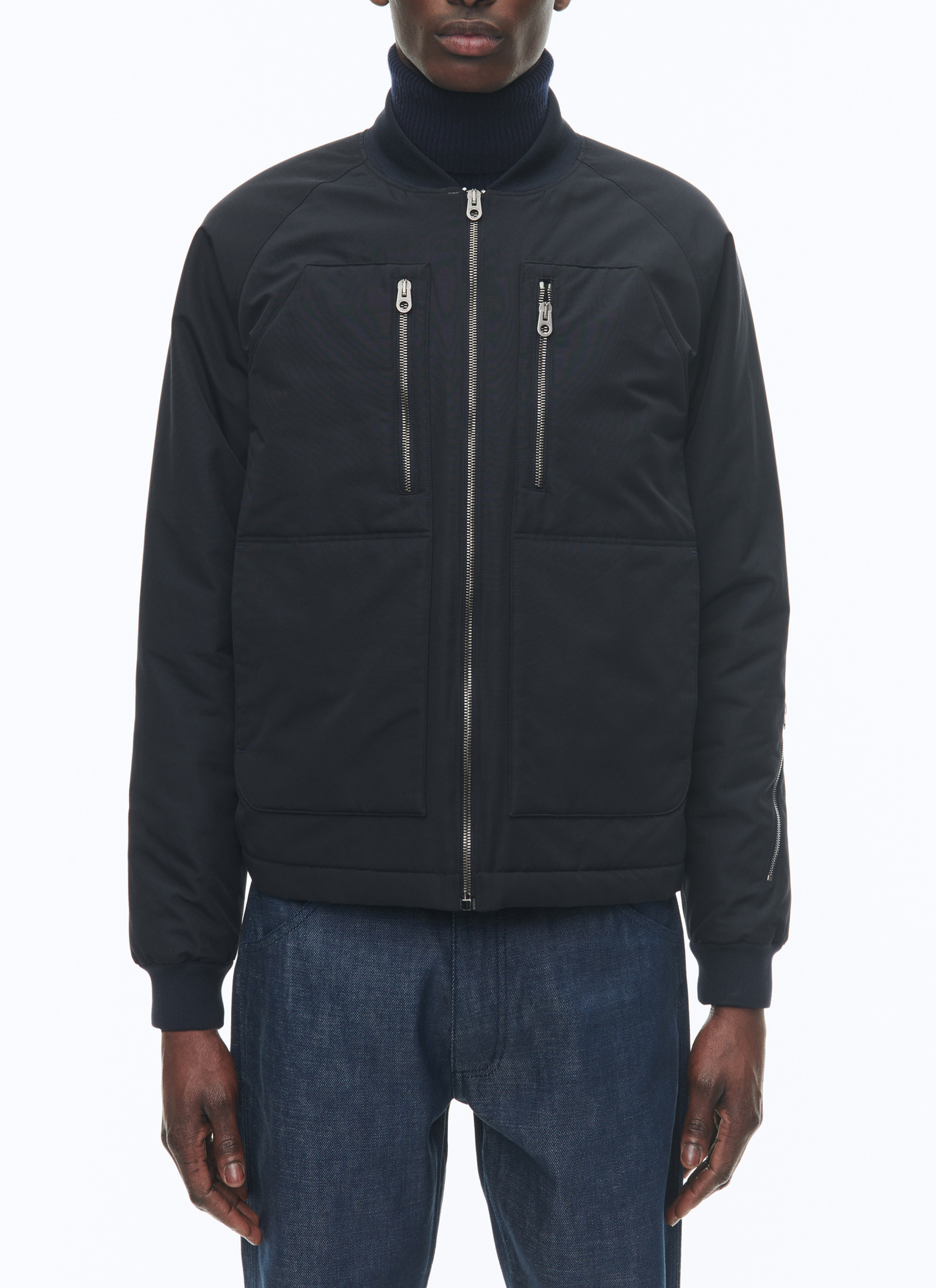 Blouson homme bleu marine tissu ottoman technique Fursac - M3CZIP-VM03-30