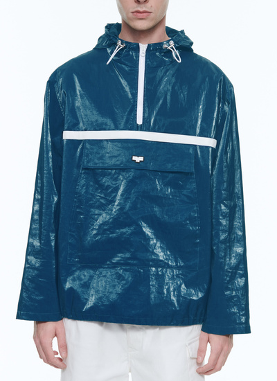 Blouson homme bleu marine toile de lin enduite Fursac - M3DORA-DM06-D032