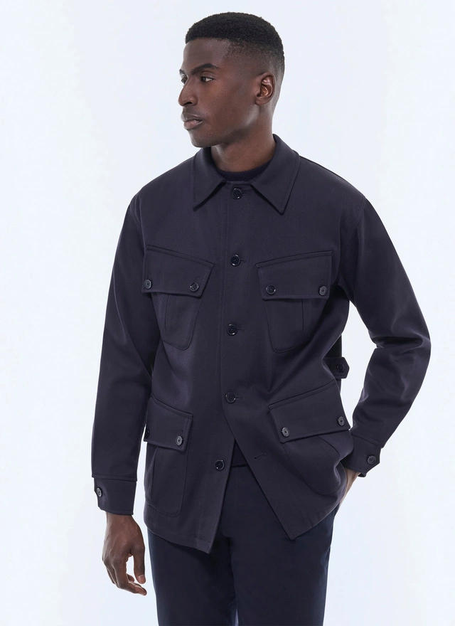 Blouson homme bleu marine twill cavalry de coton certifié Fursac - M3FUEL-EM01-D030