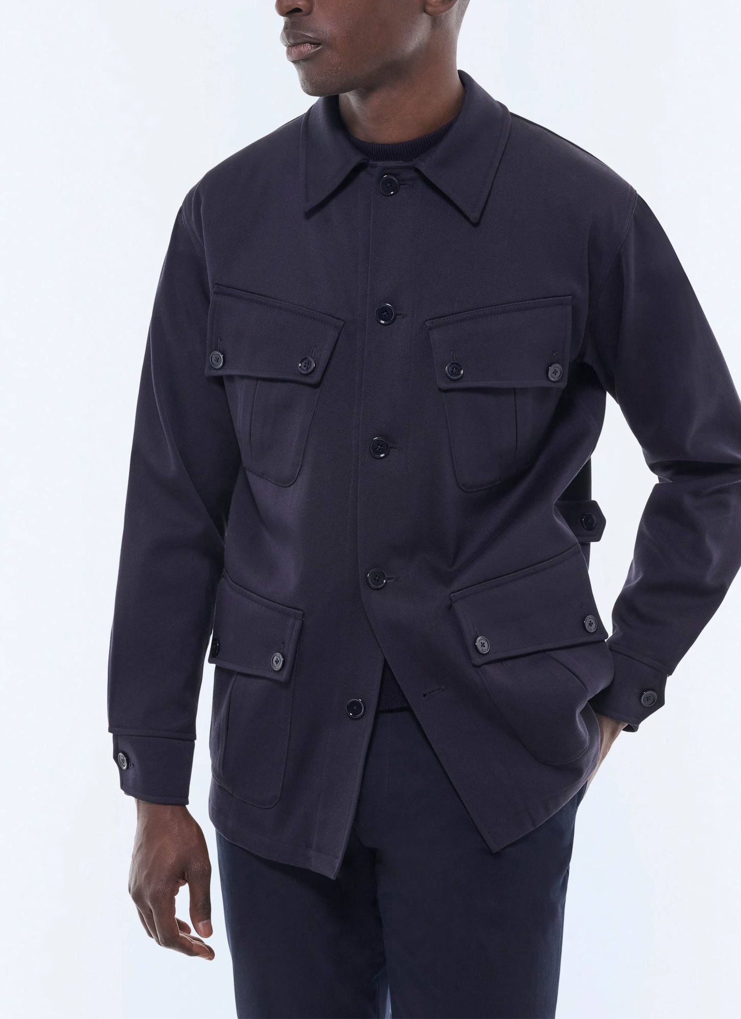 Blouson homme bleu marine twill cavalry de coton certifié Fursac - M3FUEL-EM01-D030