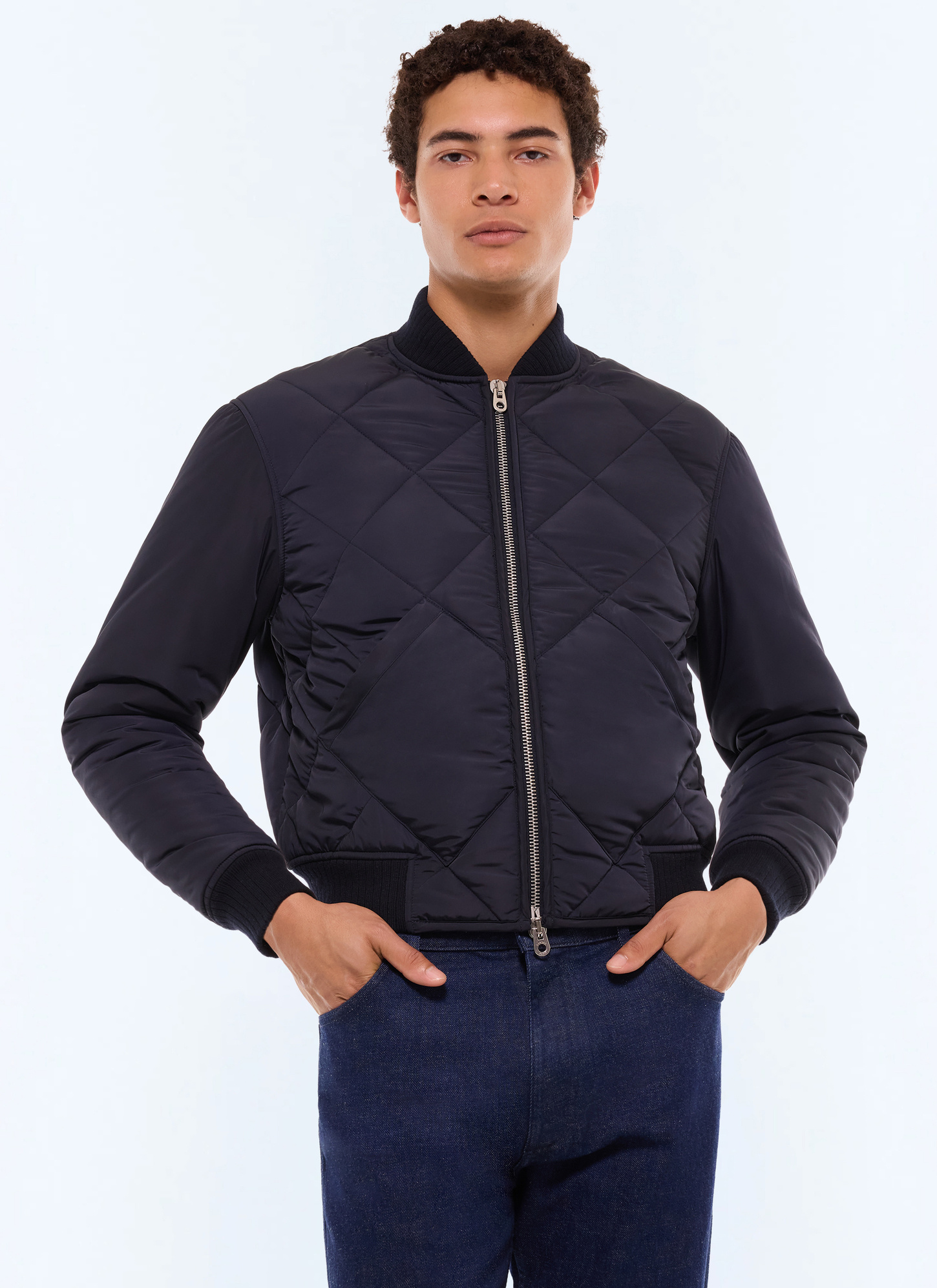 Blouson homme bleu marine tissu déperlant Fursac - M3GEMS-GM08-D030