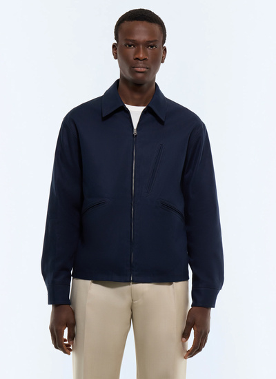 Blouson homme bleu marine cavalry twill de coton certifié Fursac - M3JPEG-JM10-D030