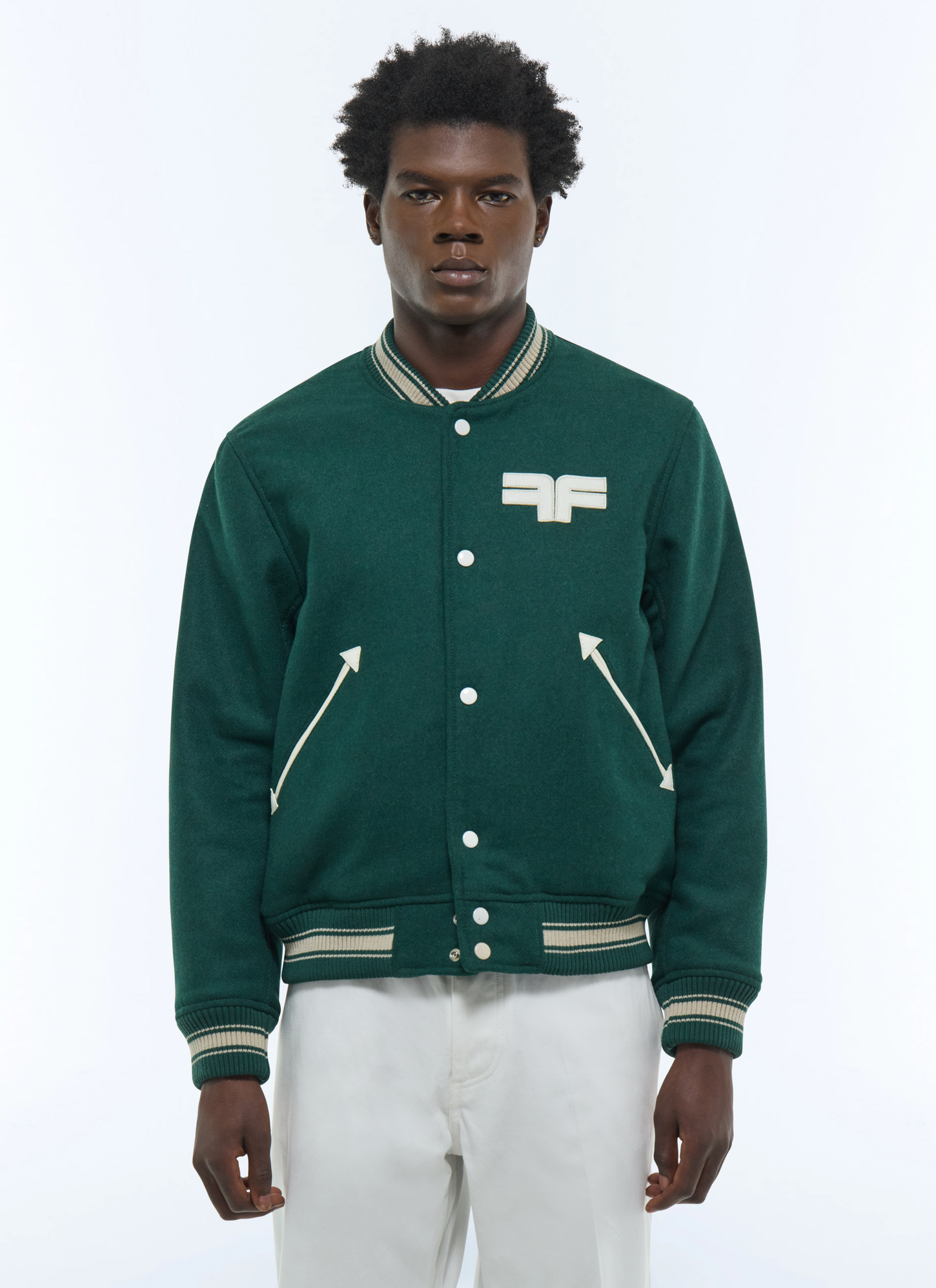 Blouson homme vert émeraude drap de laine Fursac - M3FEDY-EM15-H009