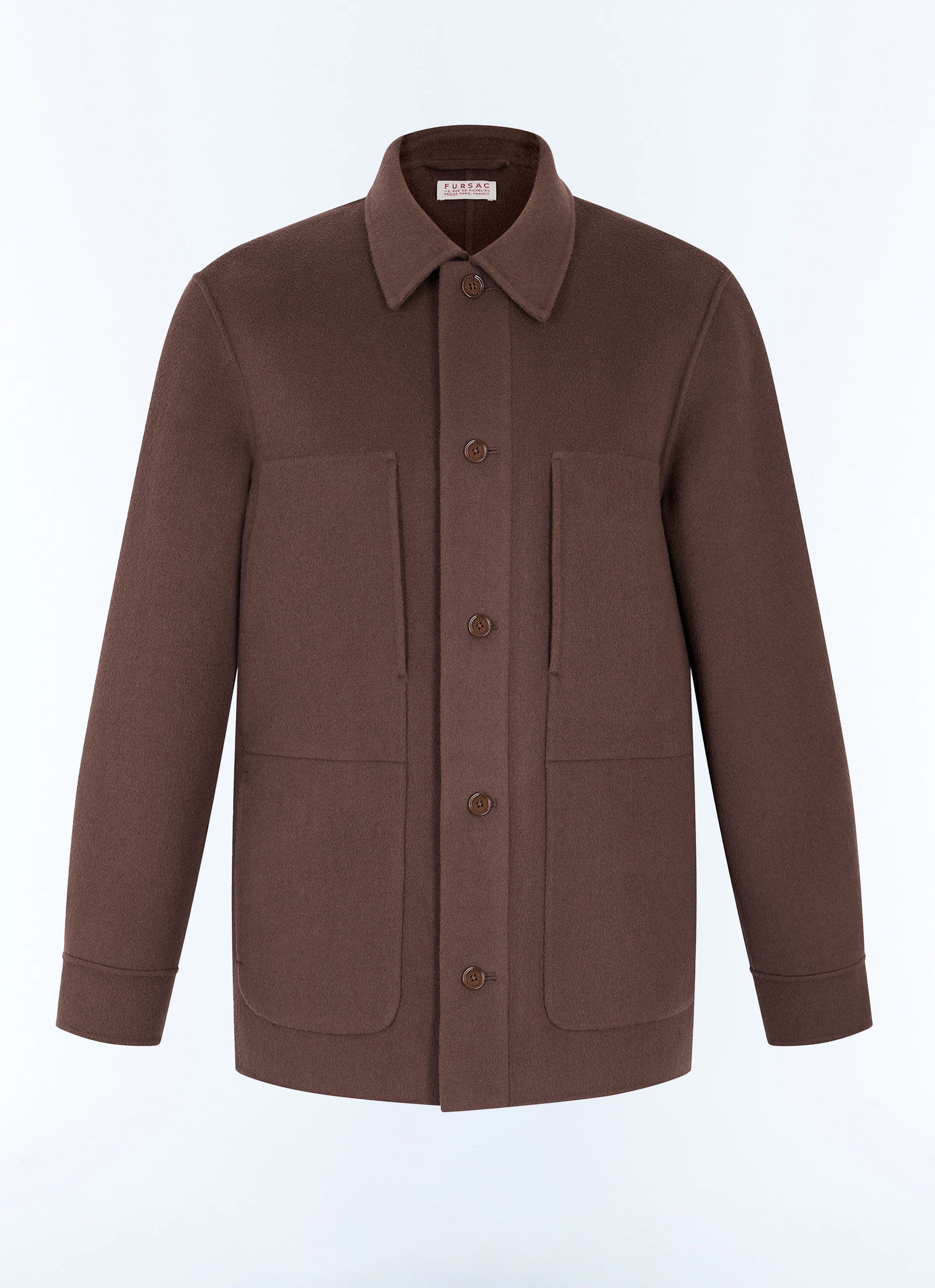 FURSAC - Veste en laine double face - Homme - Taille M - Brun - Coupe Droite