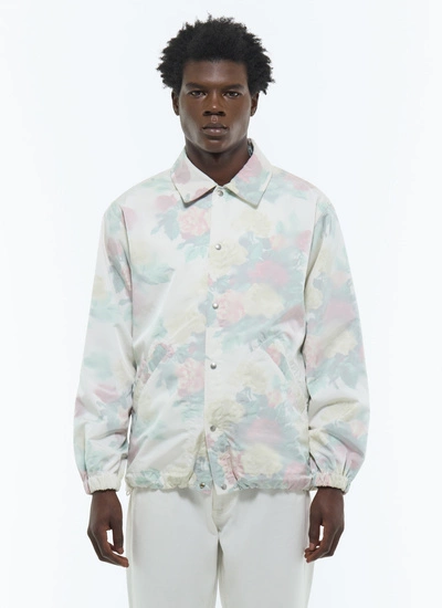 Blouson homme motif floral vert, rose et blanc toile technique bi-matière Fursac - M3FOAK-FM05-L001