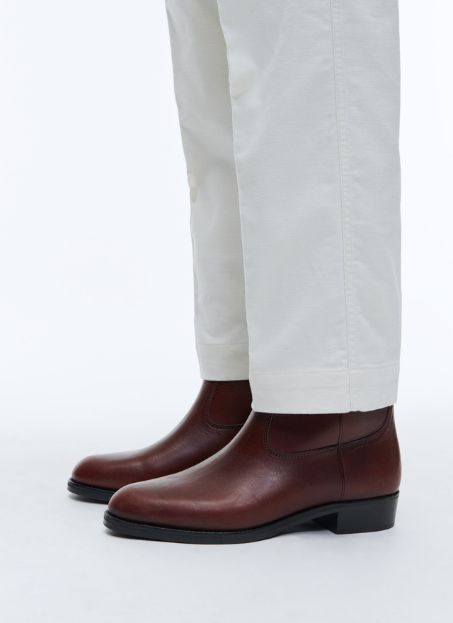 Men's boots burgundy calf split leather Fursac - LBOTTE-AL08-74