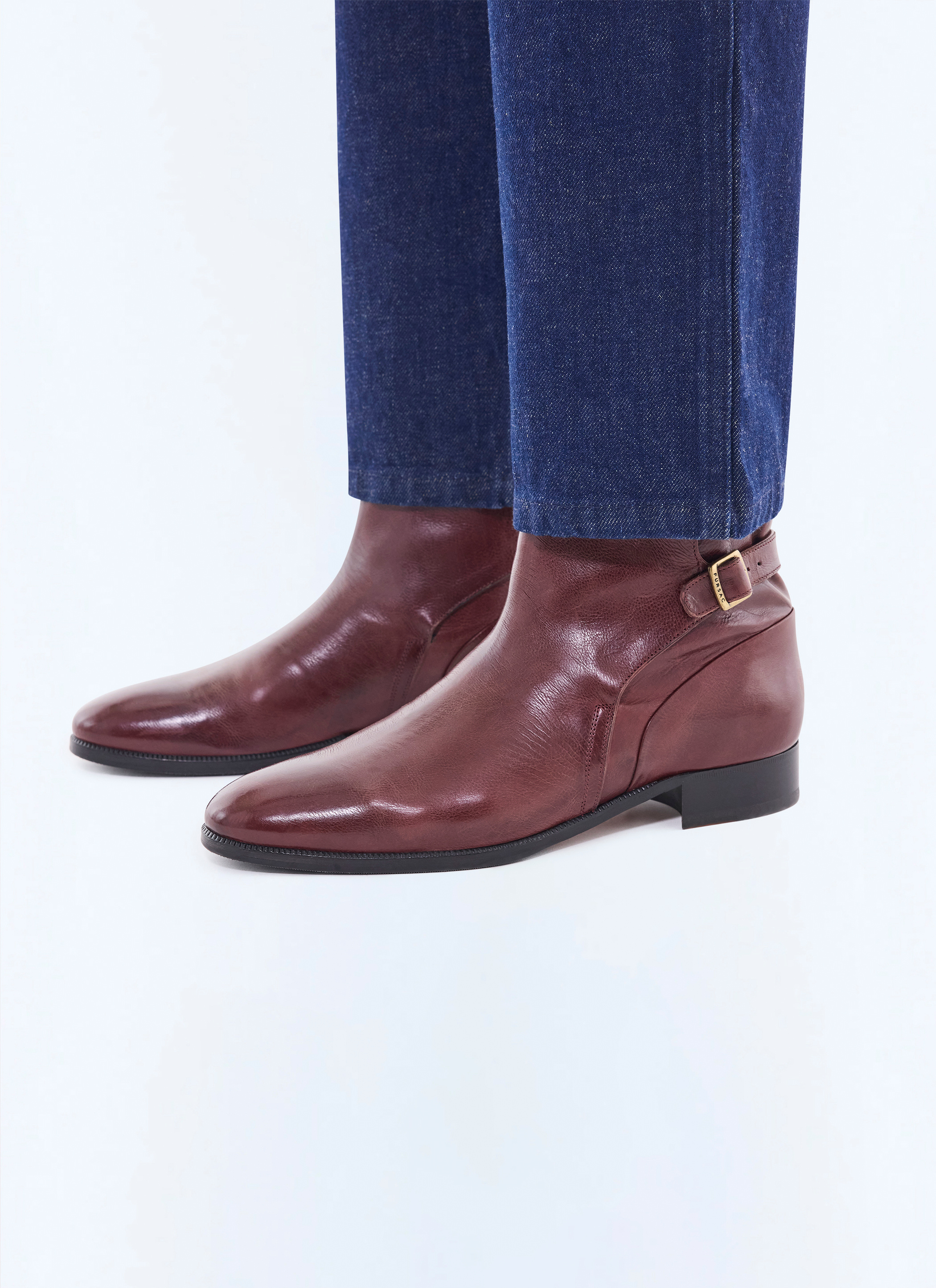 Burgundy boots LJODPU-CL05-C014 - Men's calfskin leather boots