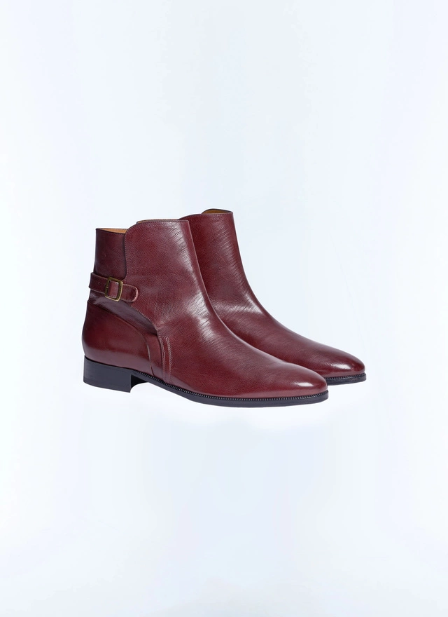 Men's boots burgundy calfskin leather Fursac - LJODPU-CL05-C014