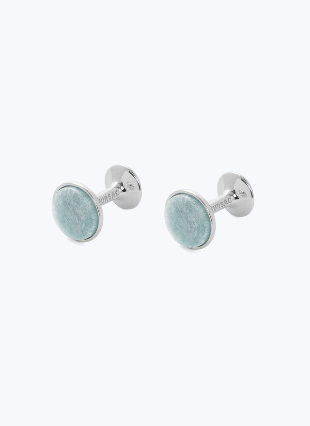 Boutons de manchette homme argent laiton et amazonite Fursac - D2BOUT-ER22-D008