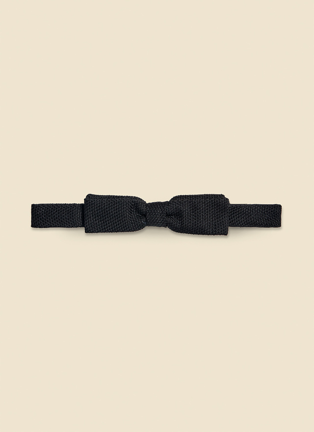 Men's bow tie black silk grenadine Fursac - D2PANO-T211-20