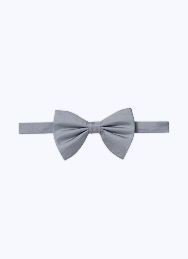 Pearl grey bow tie D2TIMO-VR24-26 - Men's silk twill bow tie