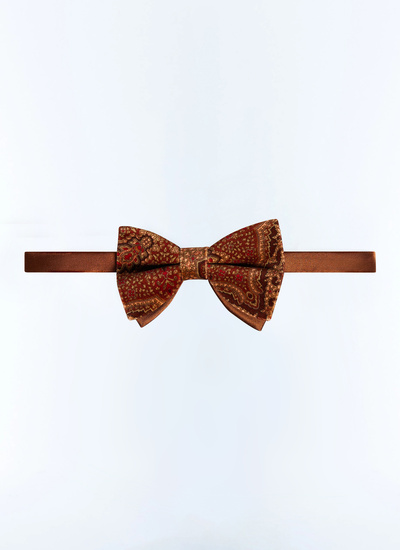 Men's bow tie brick red paisley pattern velvet and silk Fursac - D2TIMO-CC55-G004
