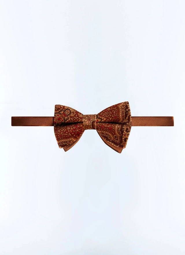 Men's bow tie brick red paisley pattern velvet and silk Fursac - D2TIMO-CC55-G004