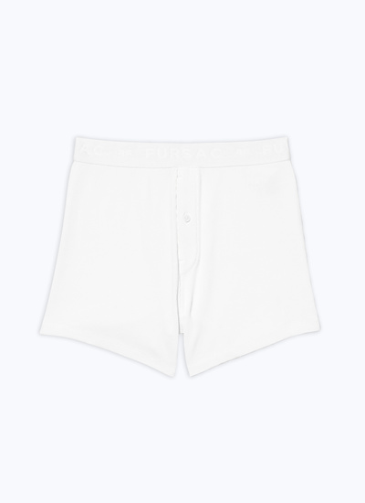 Men's white, ecru cotton jersey boxer short Fursac - P3DVON-DJ01-A002