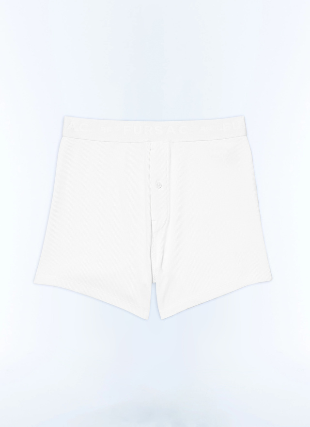 Men's white, ecru cotton jersey boxer short Fursac - P3DVON-DJ01-A002