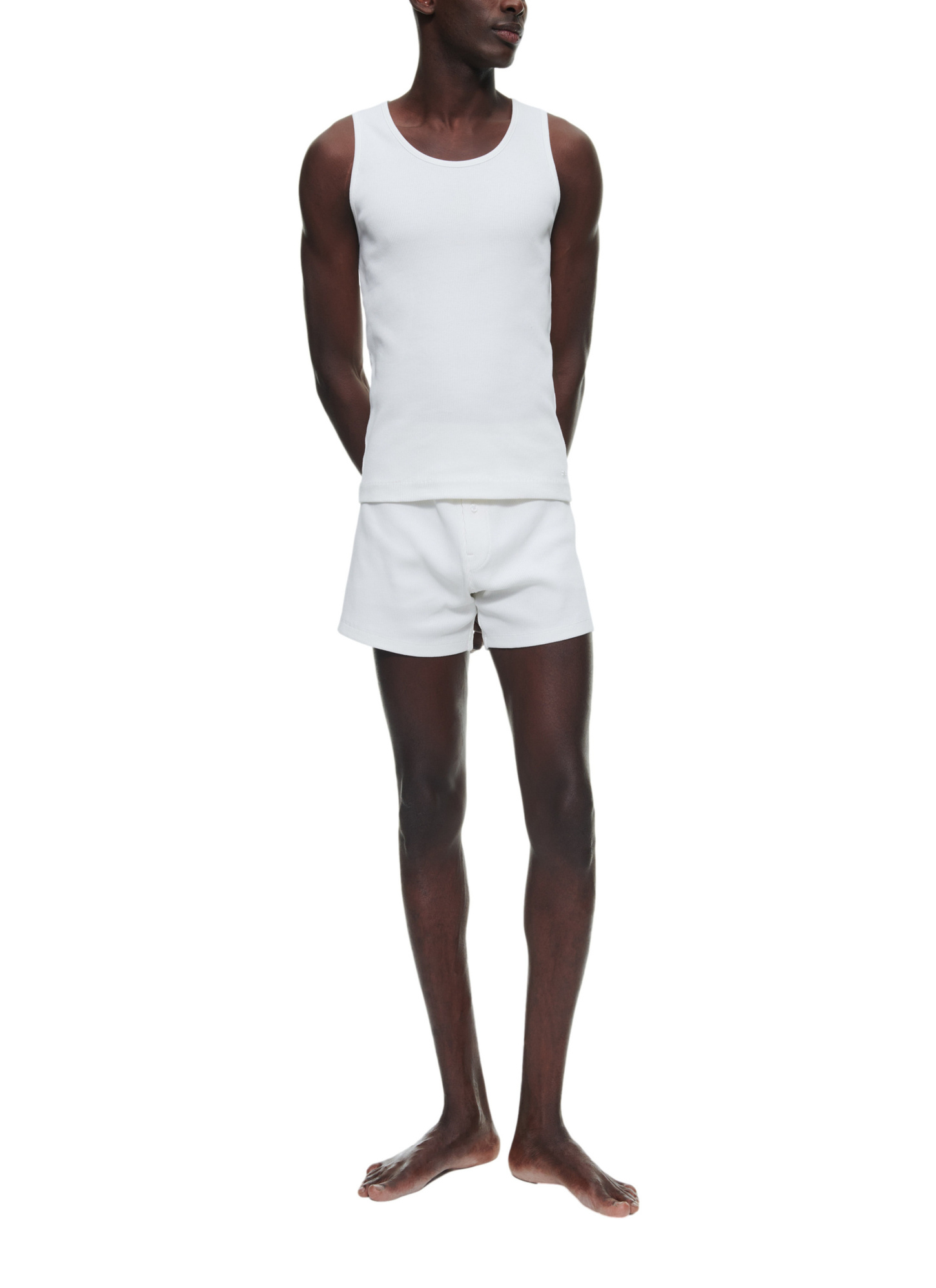 Men's boxer short ecru cotton jersey Fursac - P3DVON-DJ01-A002