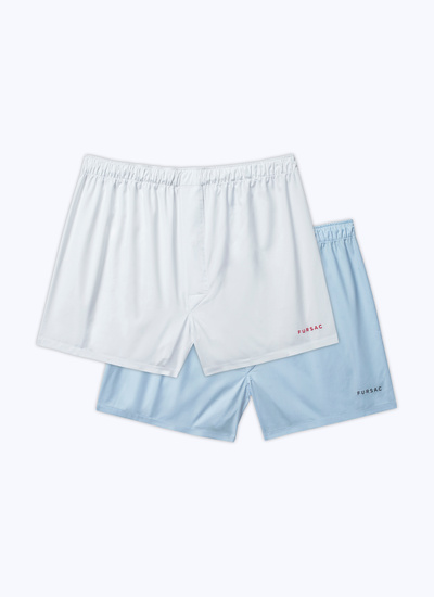 Men's boxer short white and blue cotton Fursac - P3BLI2-AX36-39