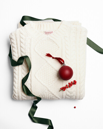 Wool cable knit sweater