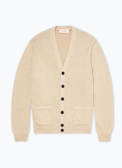 Cardigan beige homme coton et cachemire Fursac - A2VEMO-VA16-08