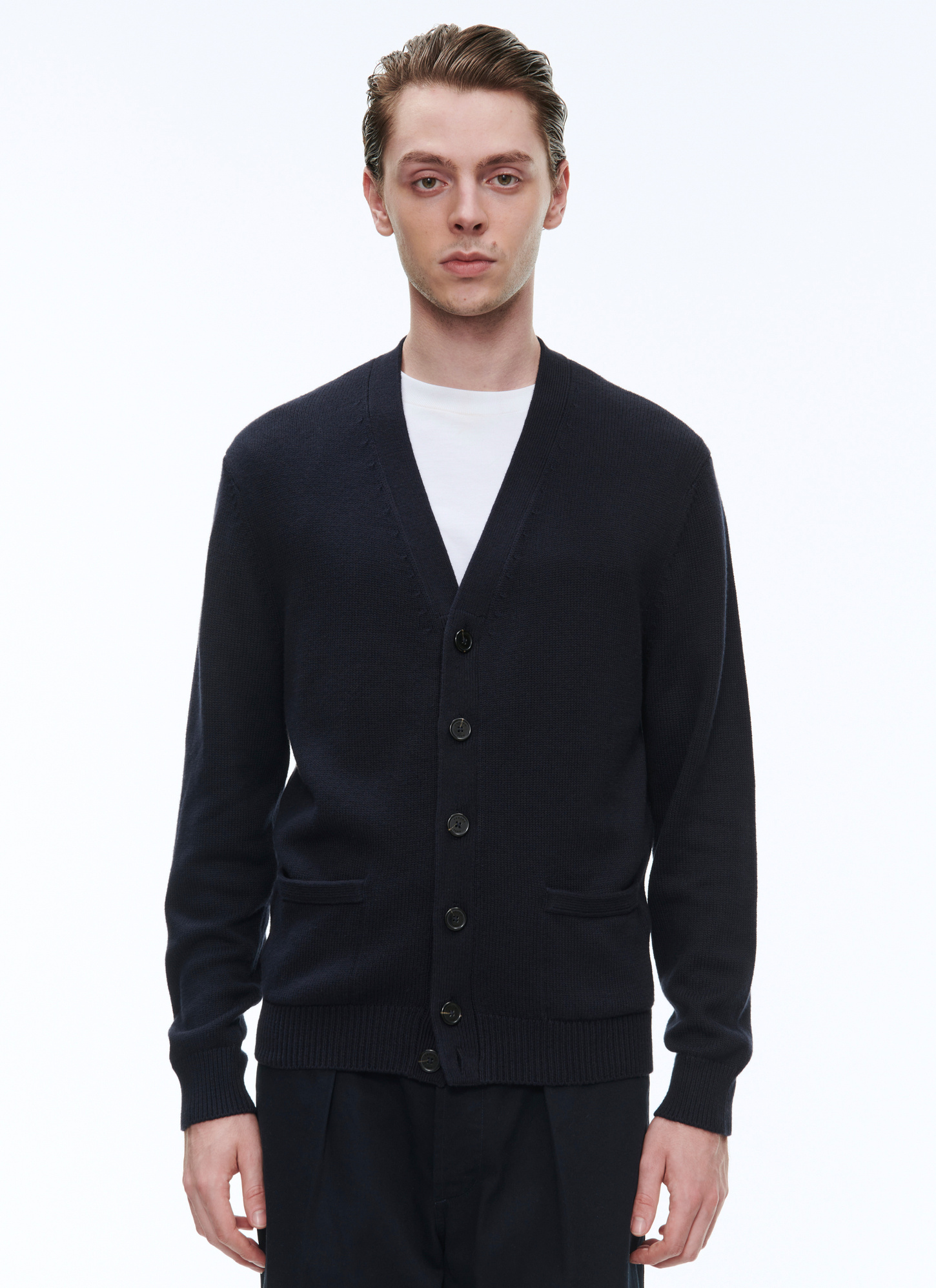 Navy Blue Cashmere Cardigan for Men - Fursac A2VEMO-VA16-30