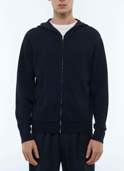 Cardigan homme bleu marine laine certifiée et coton Fursac - A2FAPU-FA15-D030
