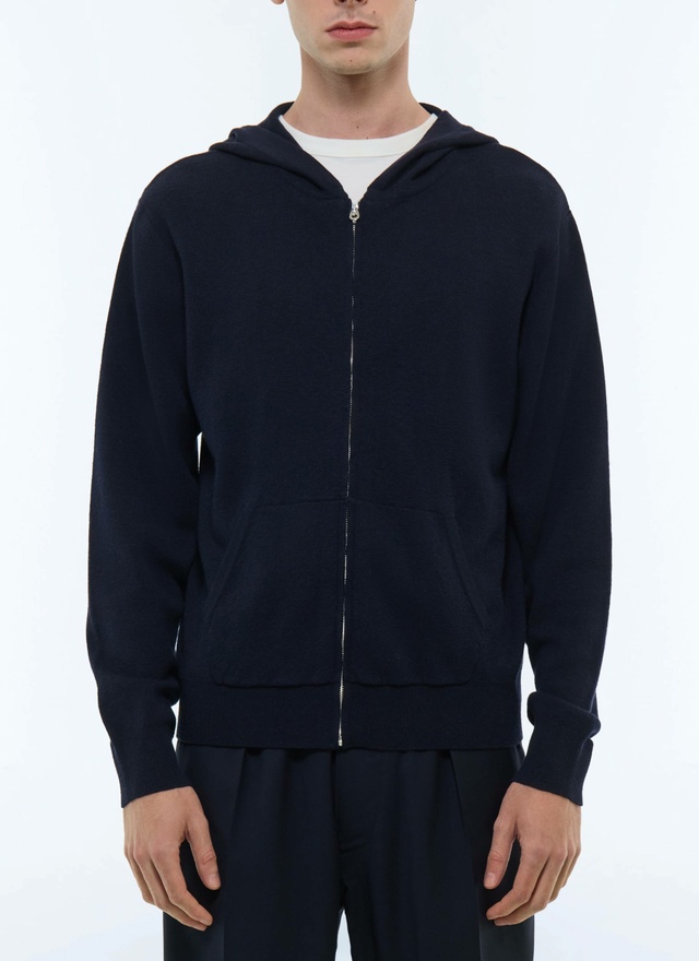 Cardigan homme bleu marine laine certifiée et coton Fursac - A2FAPU-FA15-D030