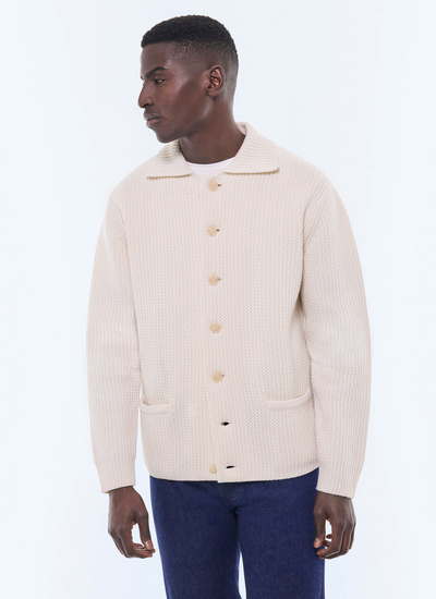 Cardigan homme ecru laine certifiée Fursac - A2GADI-GA07-A002
