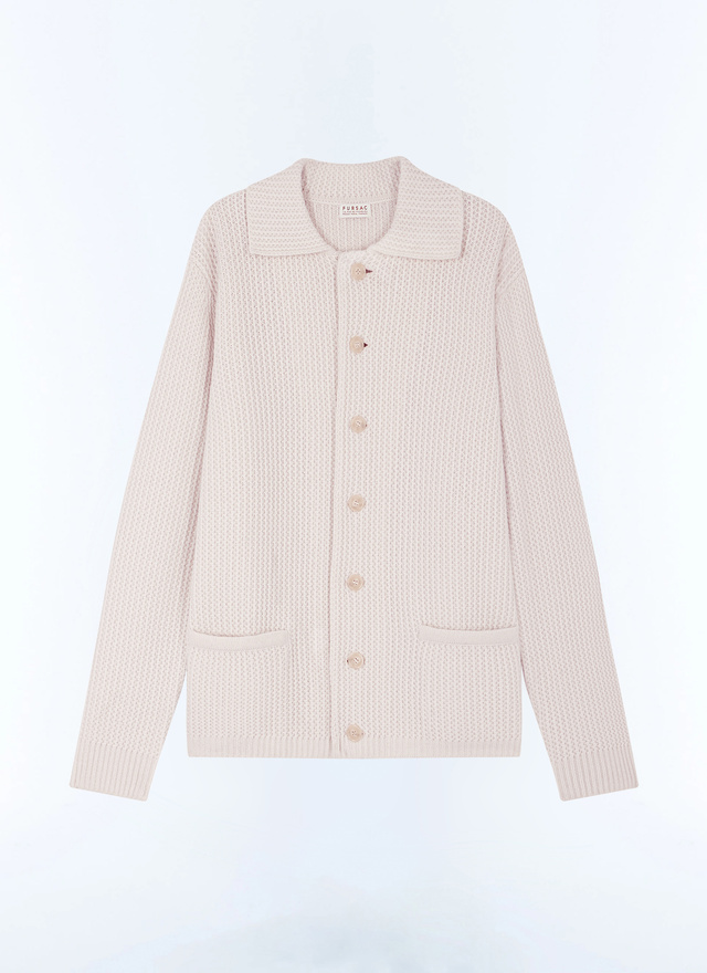 Cardigan blanc homme laine certifiée Fursac - A2GADI-GA07-A002