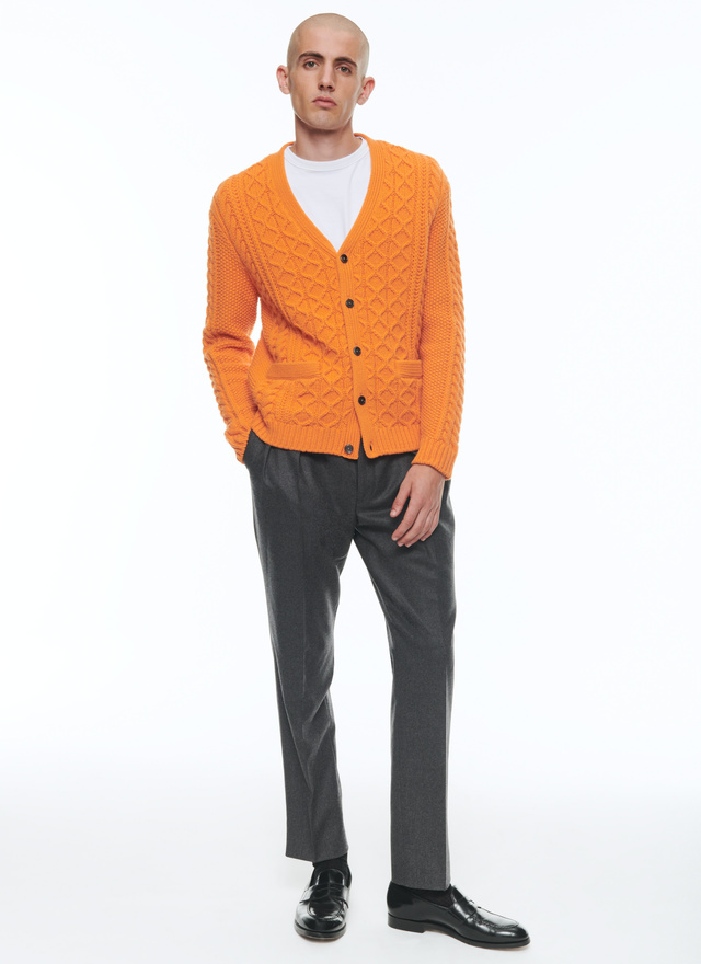 Cardigan orange homme Fursac - A2CARA-CA01-E014