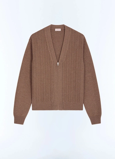 Cardigan brun homme laine et coton Fursac - A2JADI-JA07-G014