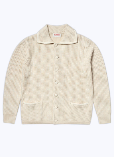 Men's ecru cardigan Fursac - A2BADI-BA12-03