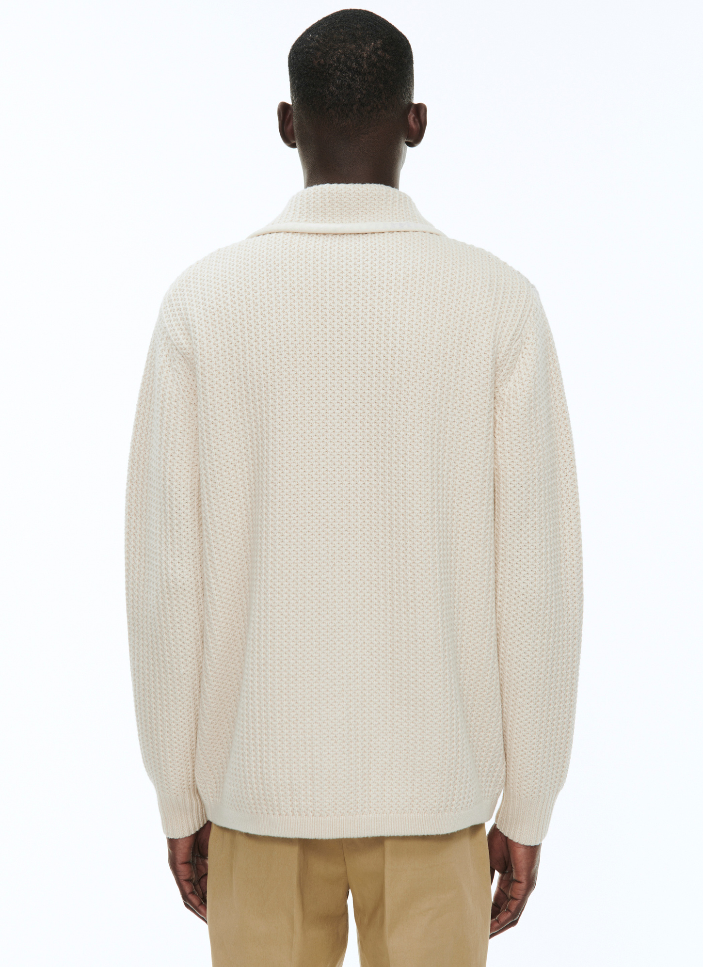 Men's white, ecru wool and cotton cardigan Fursac - A2BADI-BA12-03