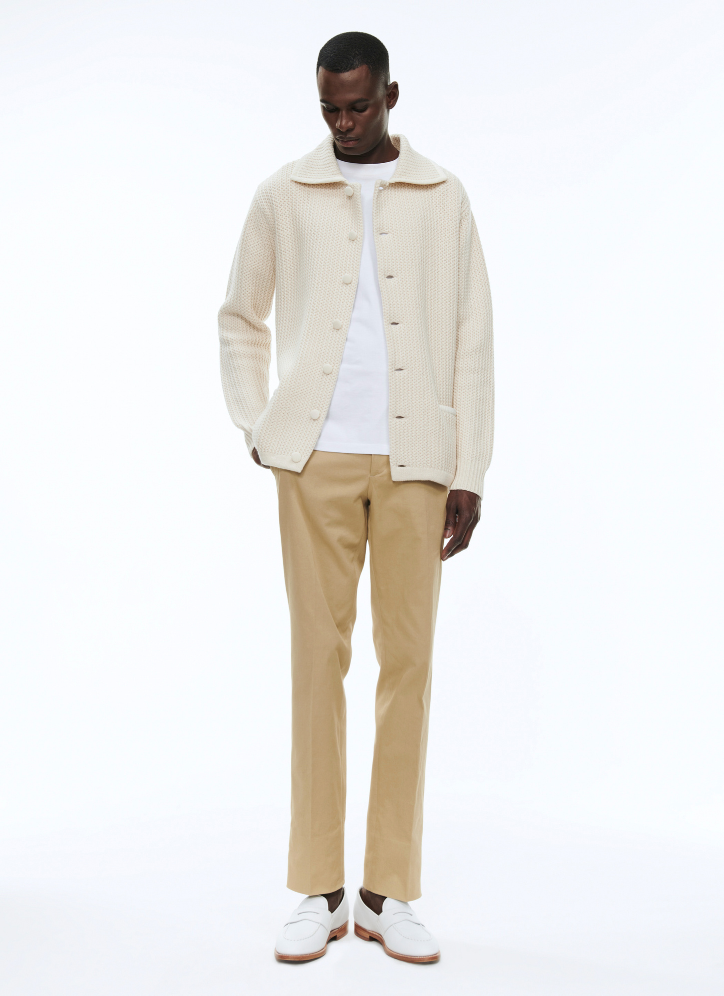 Men's ecru cardigan Fursac - A2BADI-BA12-03