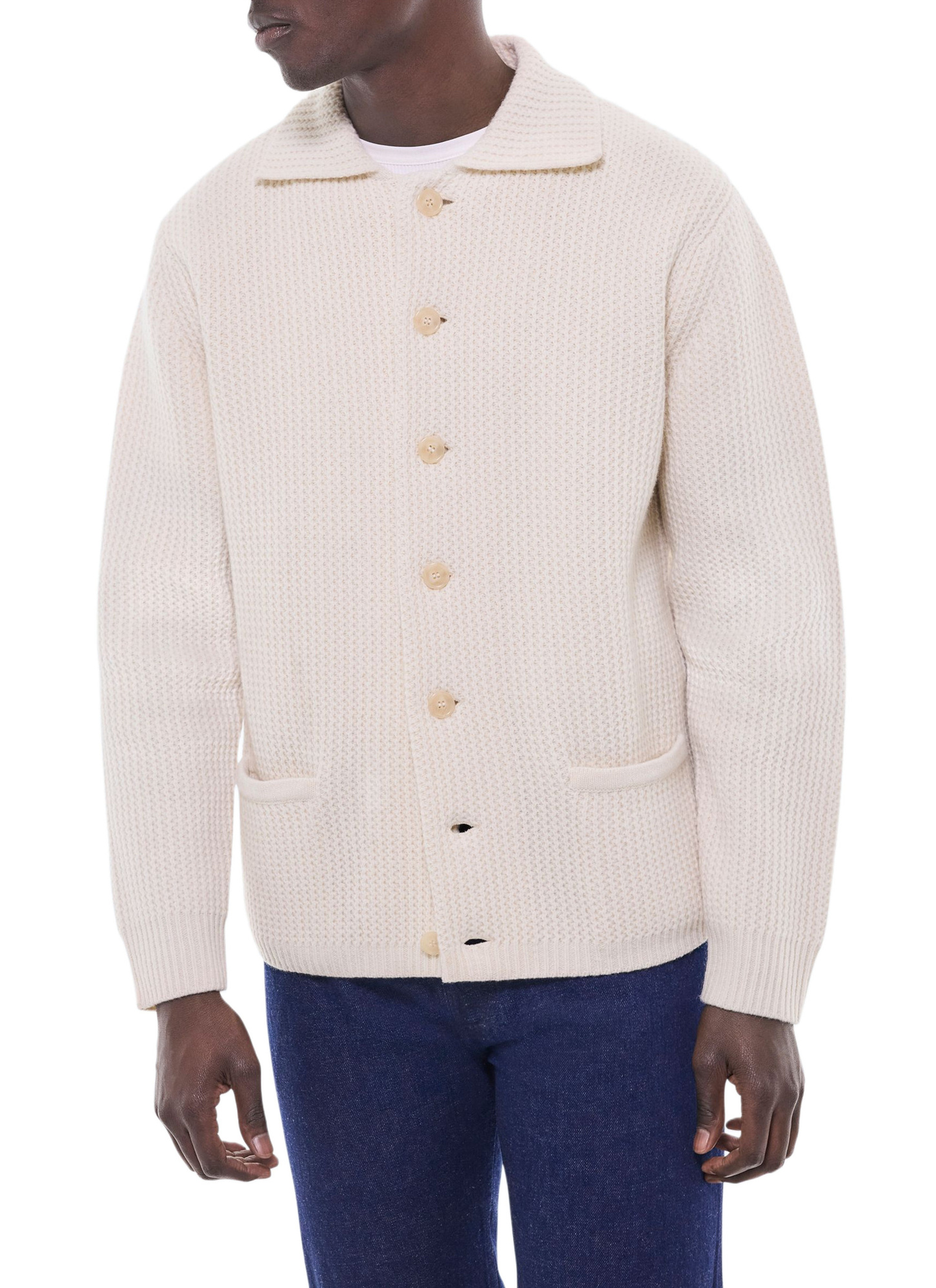 Men's ecru cardigan Fursac - A2GADI-GA07-A002