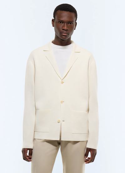 Men's cardigan ecru certified wool and cotton Fursac - A2JANO-JA07-A002