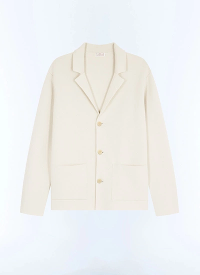 Men's white, ecru certified wool and cotton cardigan Fursac - A2JANO-JA07-A002