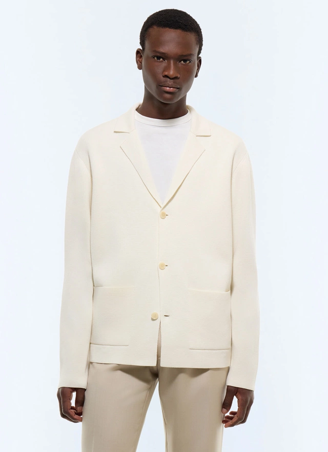 Men's cardigan ecru certified wool and cotton Fursac - A2JANO-JA07-A002