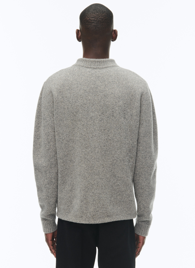 Men's grey felt-like wool cardigan Fursac - A2CGIL-CA18-B018