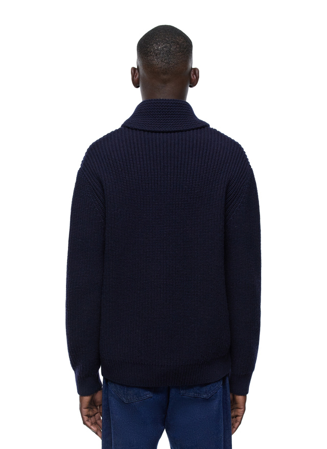 Men's navy blue cardigan Fursac - A2ETYS-EA02-D030
