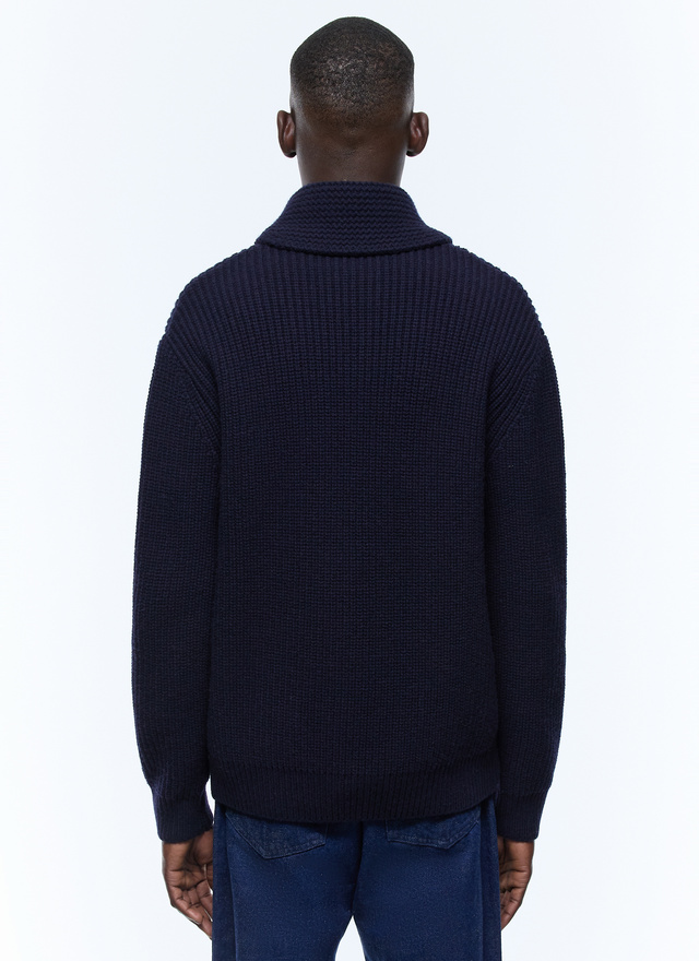 Navy wool cardigan hotsell